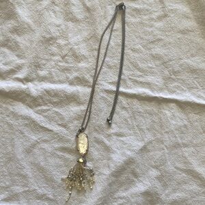 Kendra Scott Silver Tone and Mother of Pearl Stone Tassel Necklace